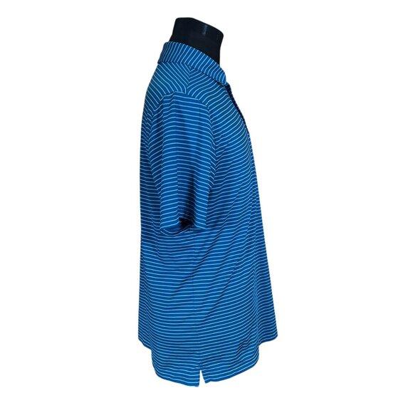Under Armour Mens Loose Heatgear Blue Teal Striped Short Sleeve Polo Shirt Large - Picture 4 of 7